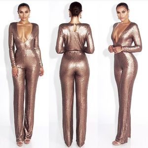 Deep Gold 1988 Statement Sequin Jumpsuit